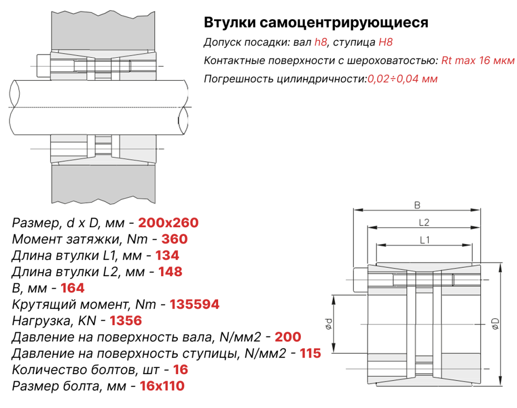 Чертеж втулка зажимная 200х260